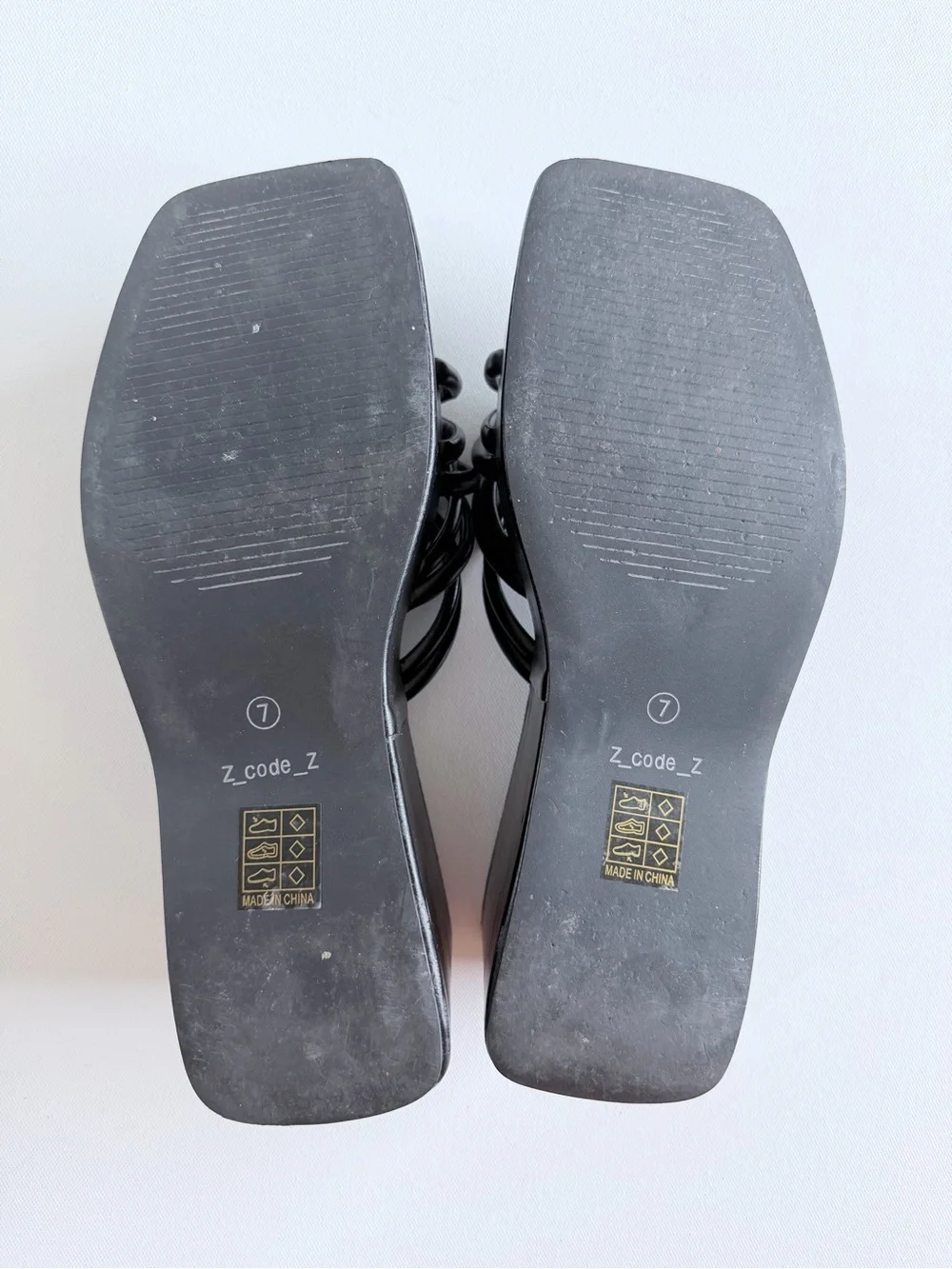 Z_Code_Z Yuli Black Platform Strappy Slide Sandals Y2K Size 7